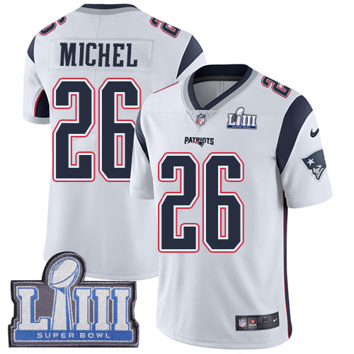 Men New England Patriots #26 Michel white Nike Vapor Untouchable Limited 2019 Super Bowl LIII NFL Jerseys->women nfl jersey->Women Jersey